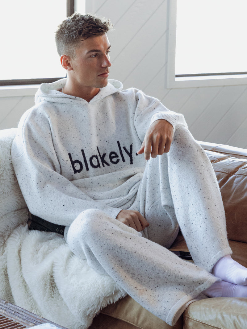 Alfie Knitted Wide Leg Sweatpants - Light Grey