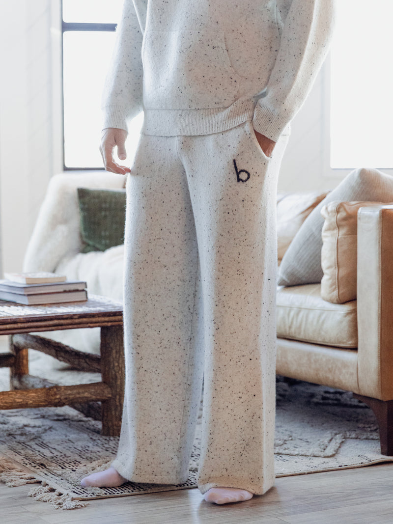 Alfie Knitted Wide Leg Sweatpants - Light Grey