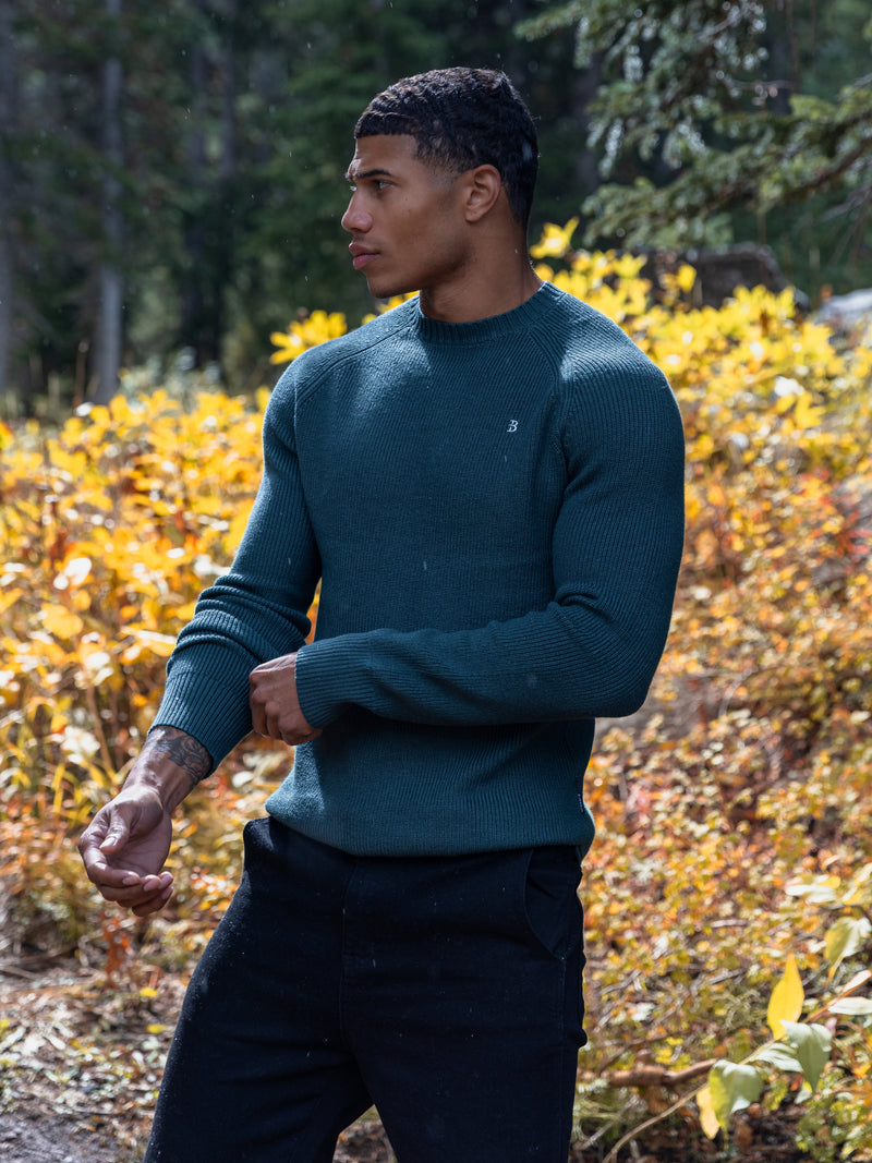 Olton Anchor Knit Sweater - Teal Green