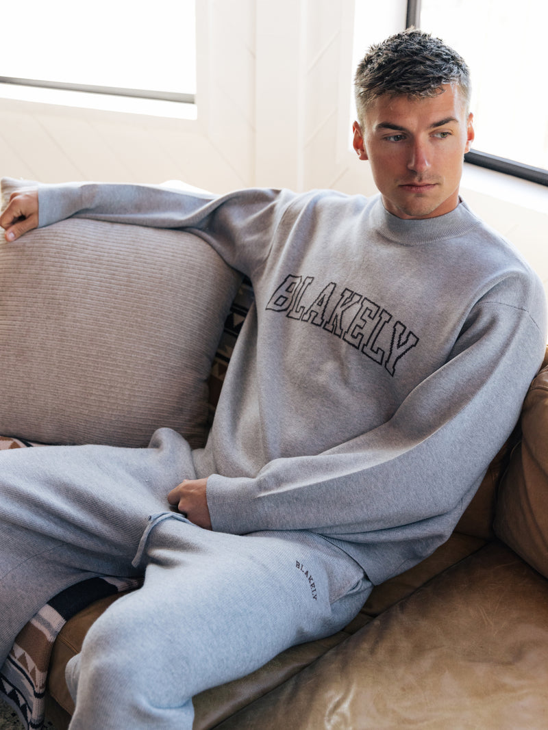 Varsity Relaxed Knitted Sweater - Grey