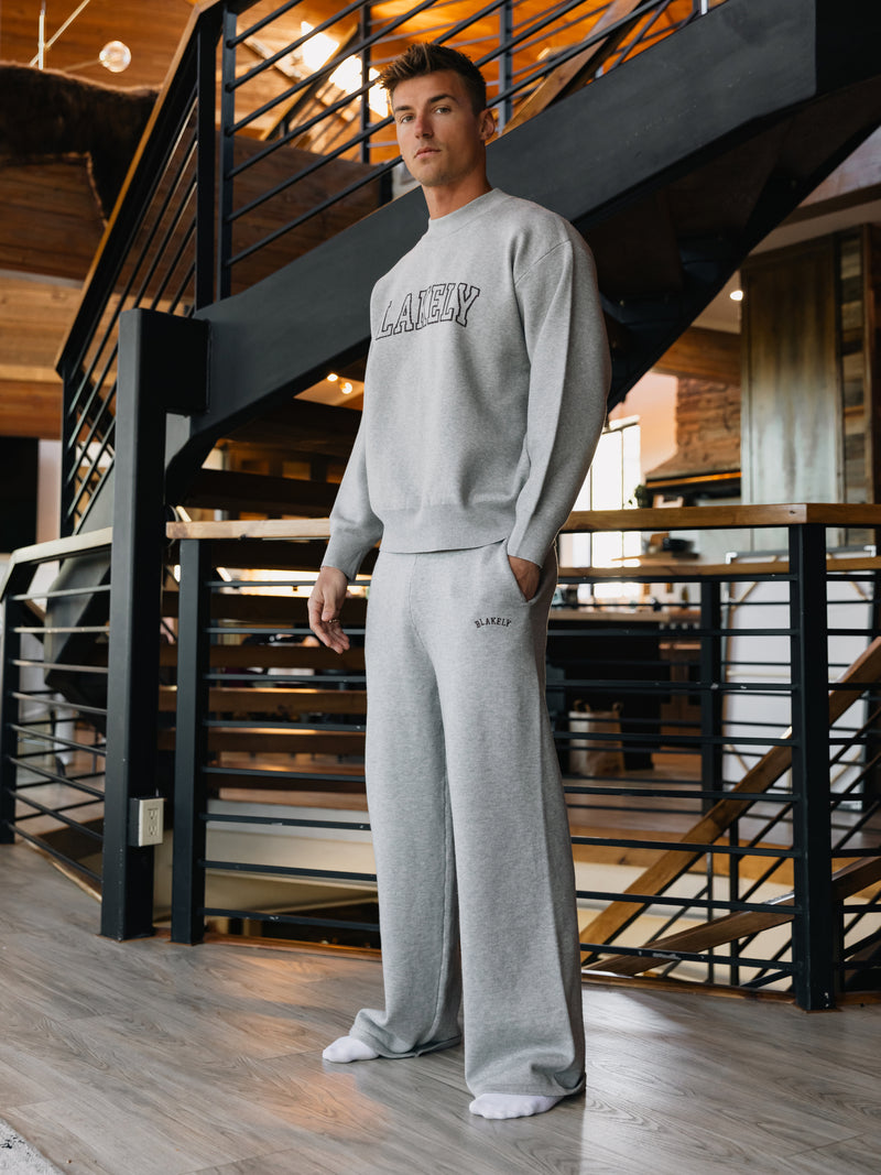 Varsity Relaxed Knitted Sweater - Grey