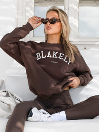 Varsity Oversized Sweater - Dark Chocolate