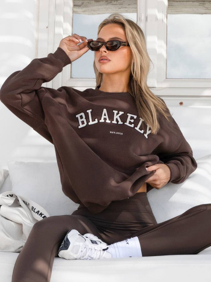 Varsity Oversized Sweater - Dark Chocolate