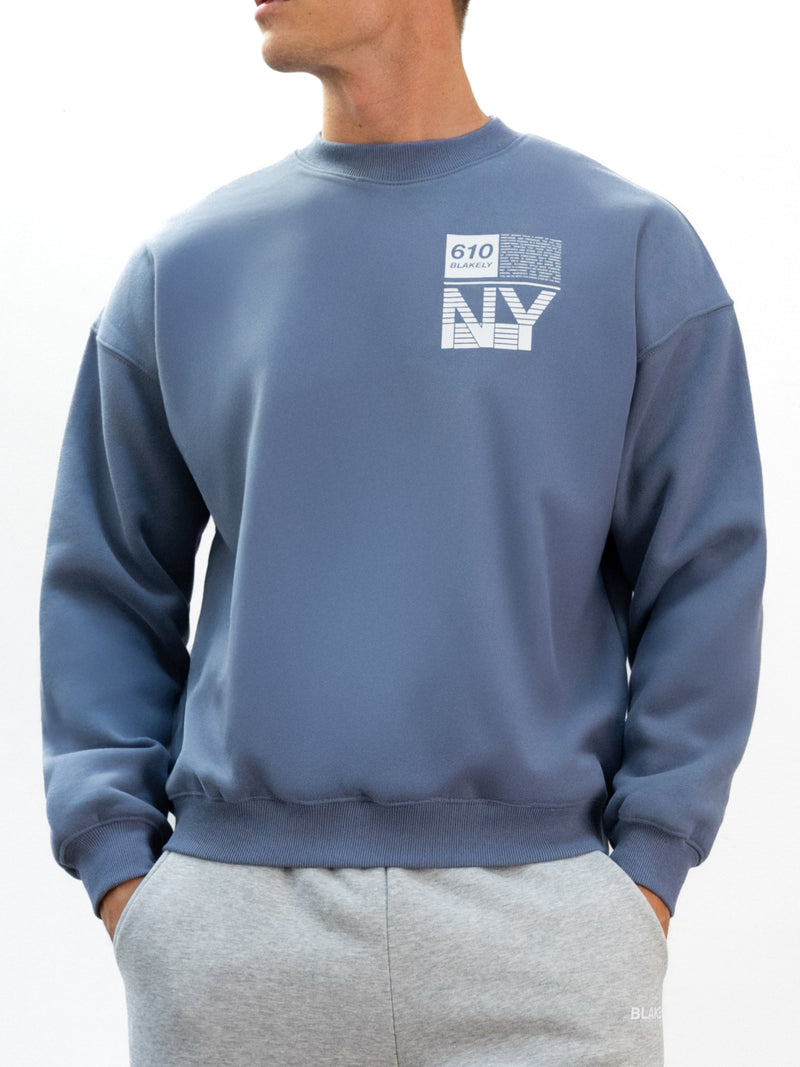 Brooklyn 610 Relaxed Sweater - Mid Blue