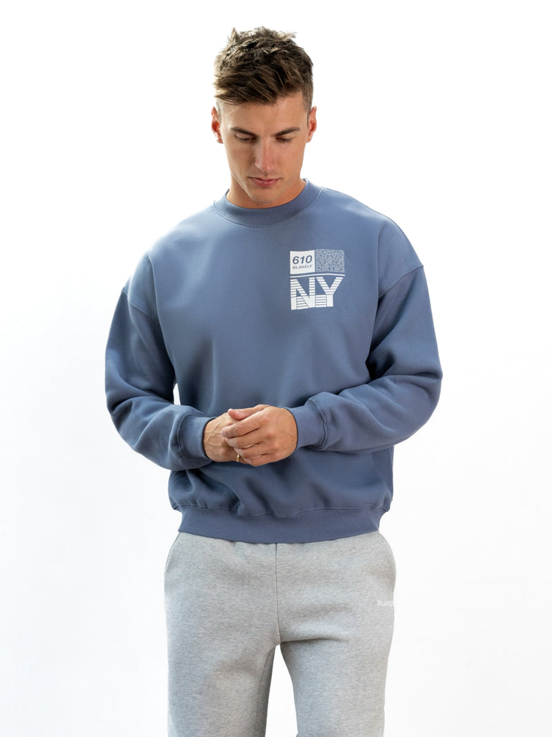 Brooklyn 610 Relaxed Sweater - Mid Blue