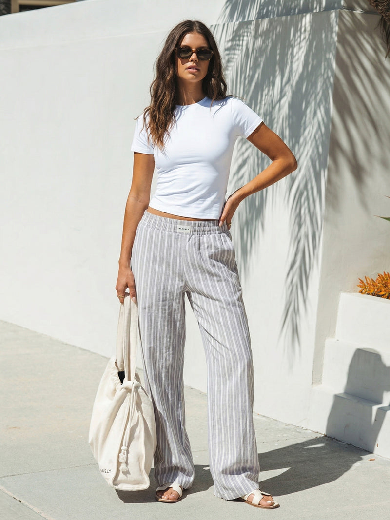 Elena Stripe Trousers - Grey