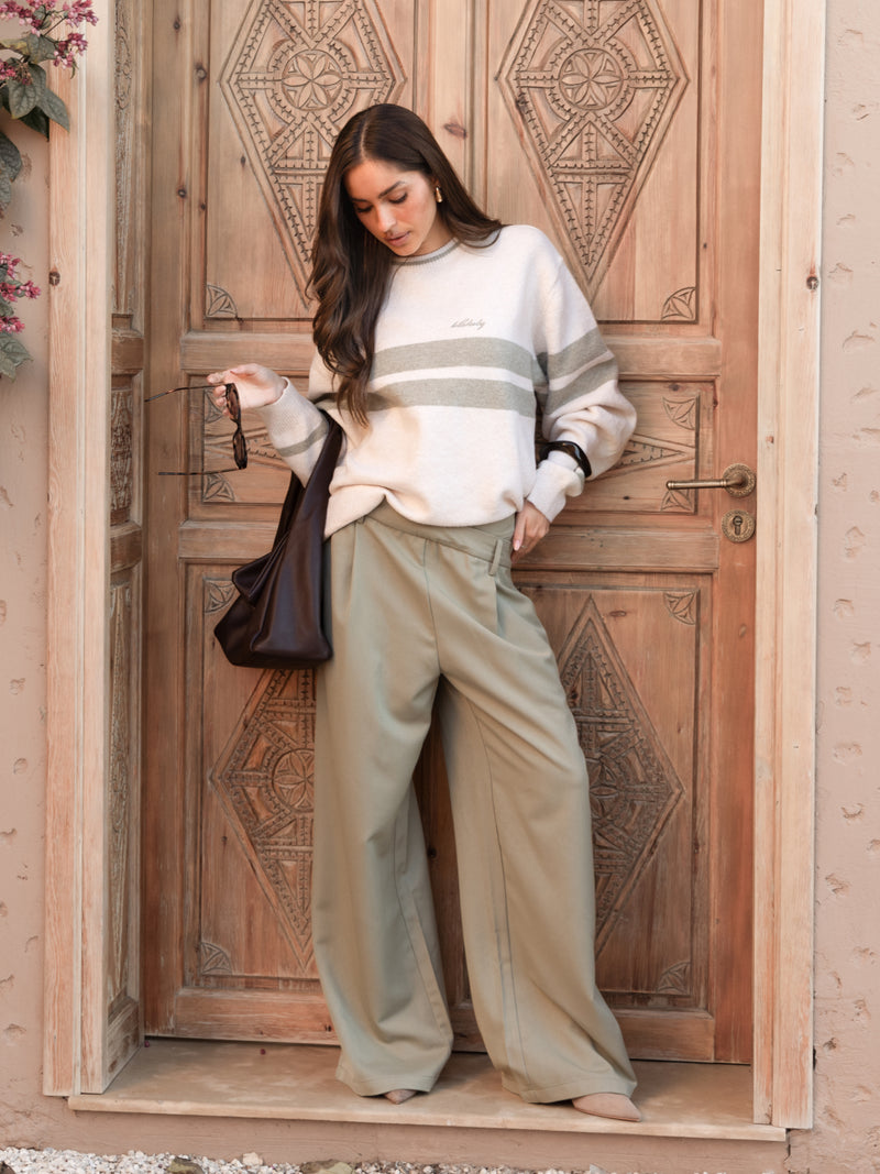 Kady Cross Over Trousers - Warm Olive