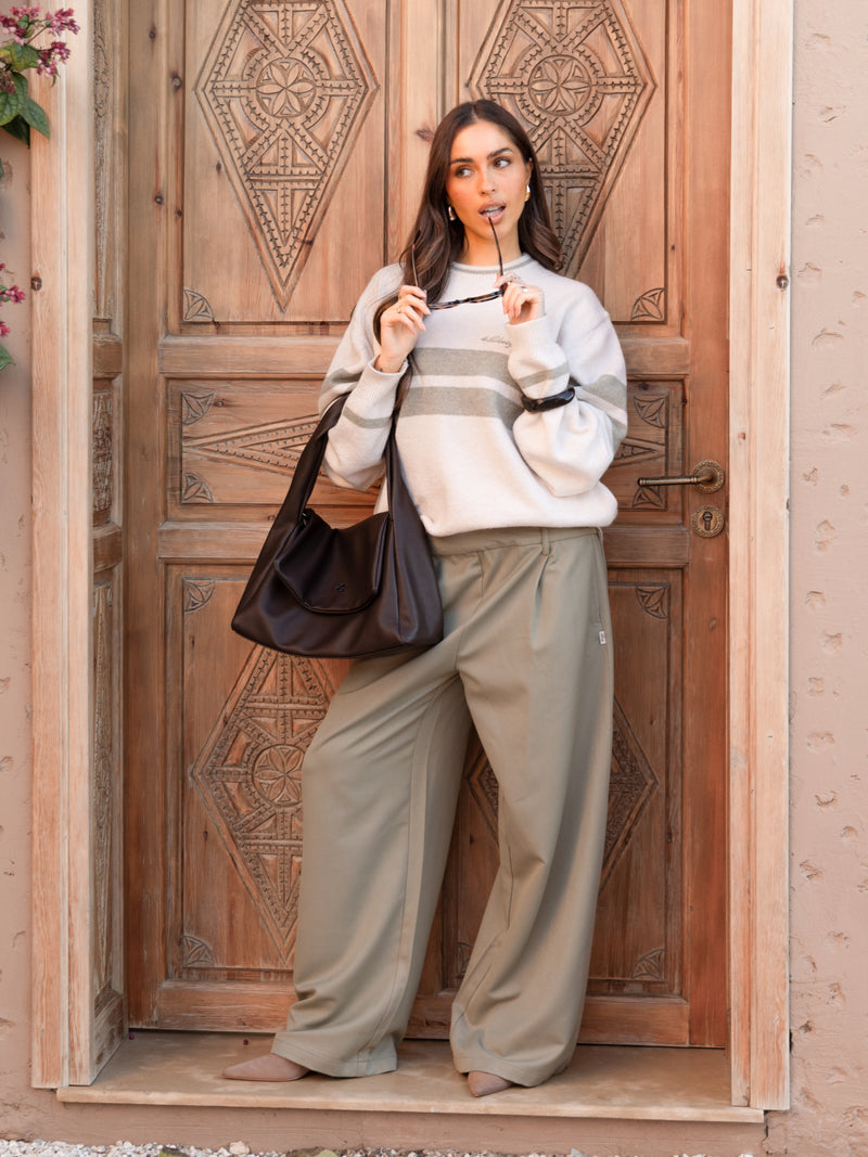 Kady Cross Over Trousers - Warm Olive