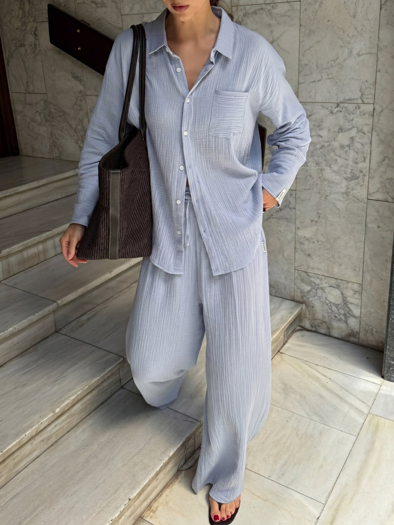 Mila Wide Leg Trousers - Summer Blue