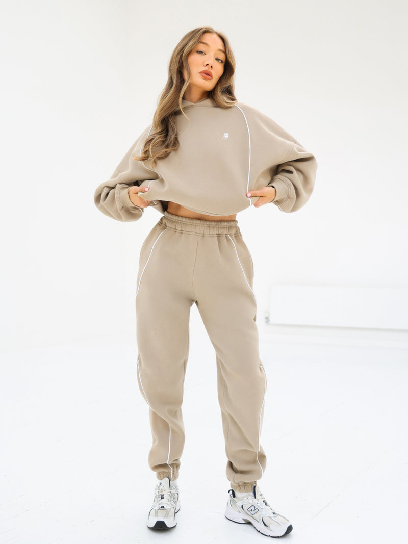 Seam Oversized Hoodie & Sweatpants Set - Washed Khaki