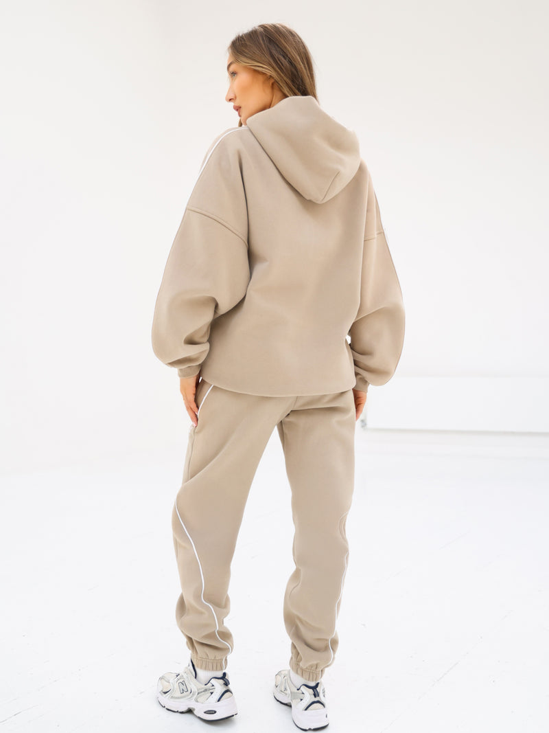 Seam Oversized Hoodie & Sweatpants Set - Washed Khaki