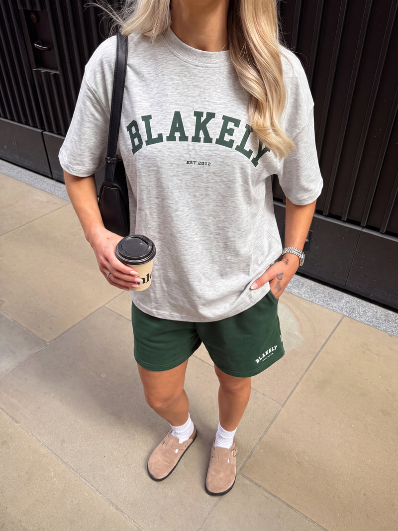 Varsity Oversized T-Shirt - Marl White & Deep Green