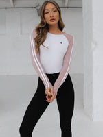 Bethan Bodysuit - White/Dusty Pink
