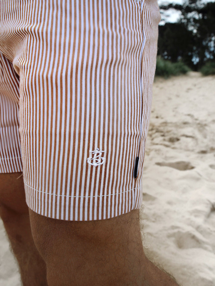 Venture Striped Chino Shorts - Tan
