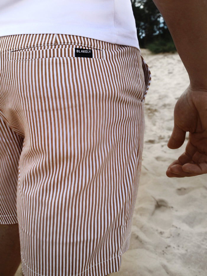 Venture Striped Chino Shorts - Tan