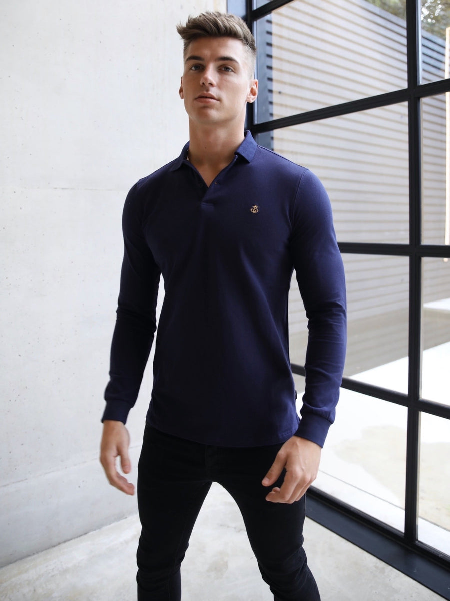 Harrow Long-Sleeve Polo Shirt - Navy