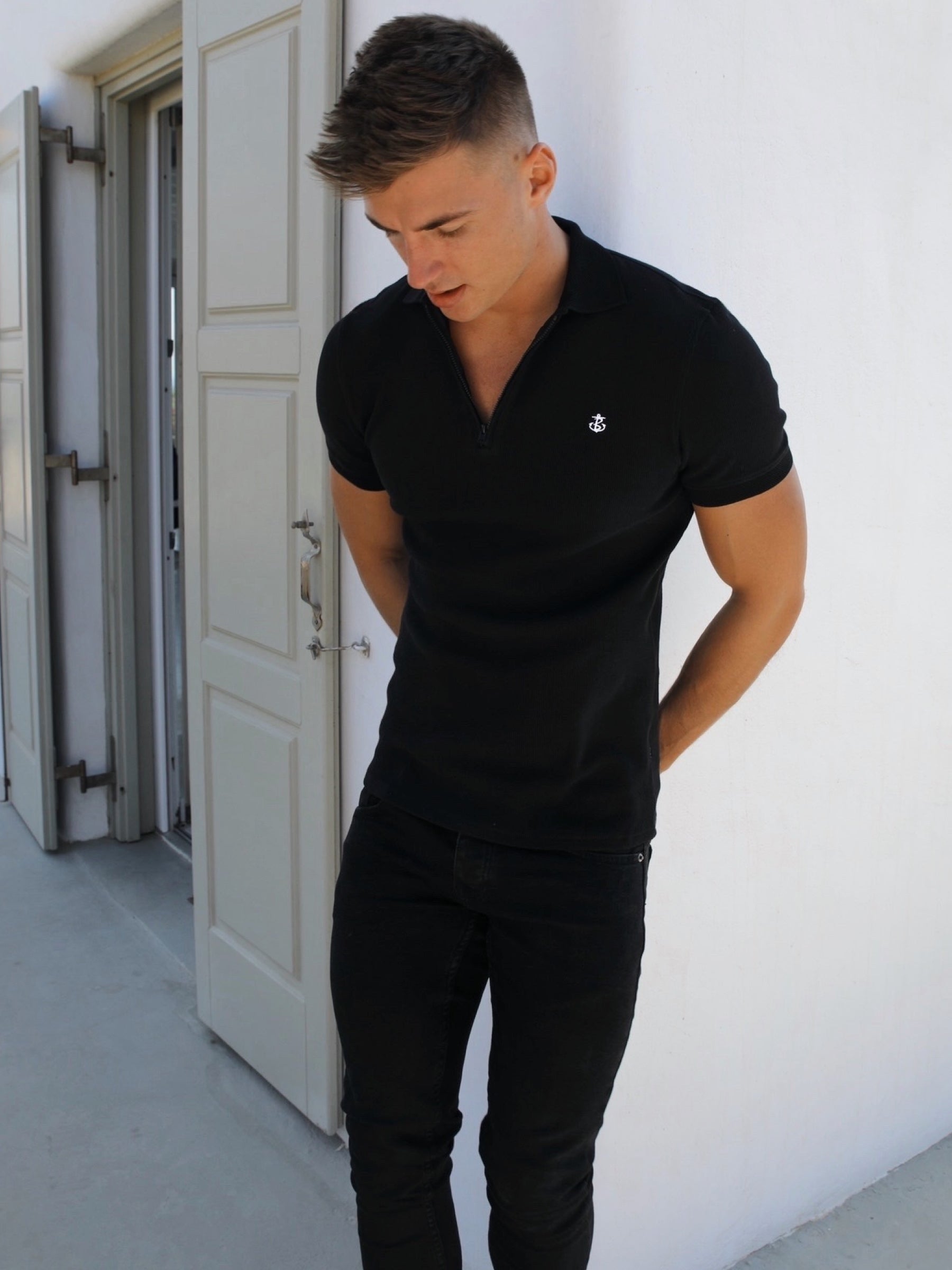 Buy Aspen Black Mens Zip Up Polo Shirt - Blakely Clothing US