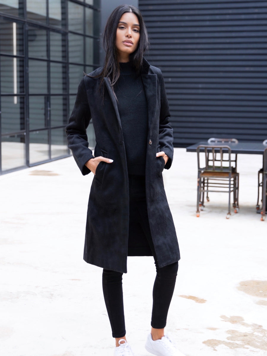 Mabel Tailored Longline Coat - Black
