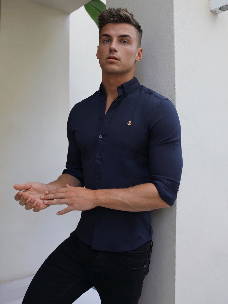 Furbank Fitted Stretch Shirt - Navy