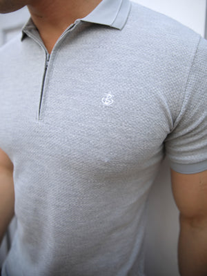 Amot Textured Polo Shirt - Light Grey