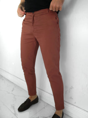 Sloane Slim Fit Tailored Chinos - Brick Red
