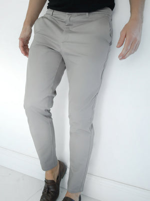 Cavill Slim Fit Tailored Chinos - Light Grey