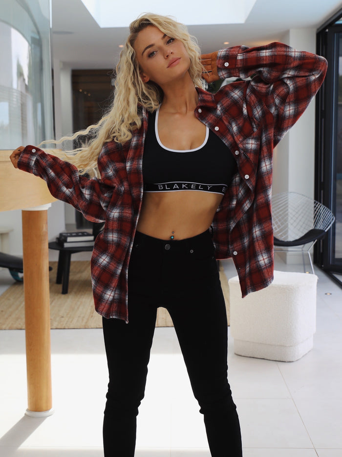 Montreal Oversized Plaid Shirt - Red