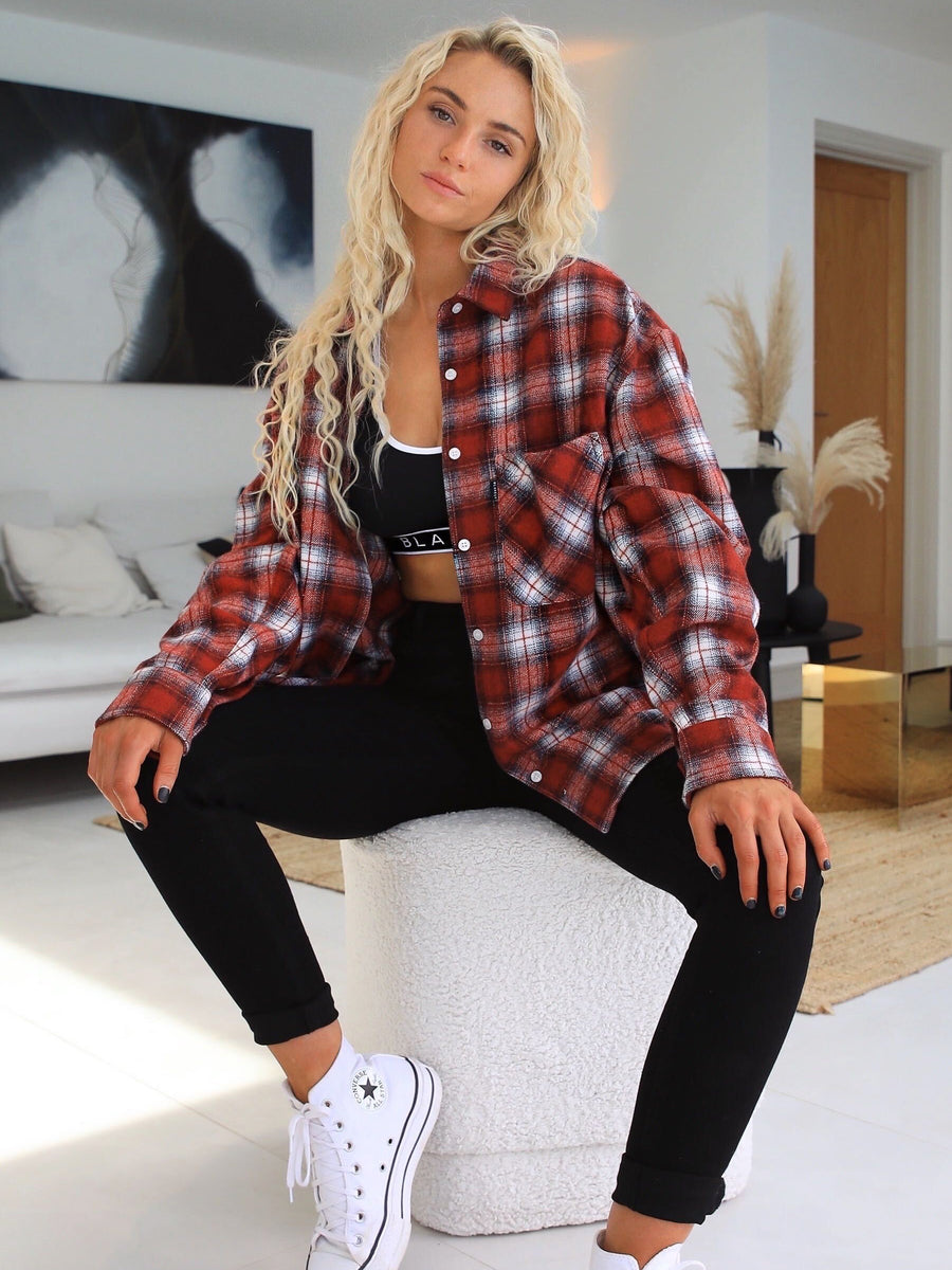 Montreal Oversized Plaid Shirt - Red