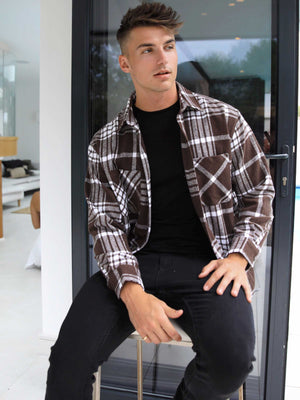 Dayton Oversized Check Shirt - Brown