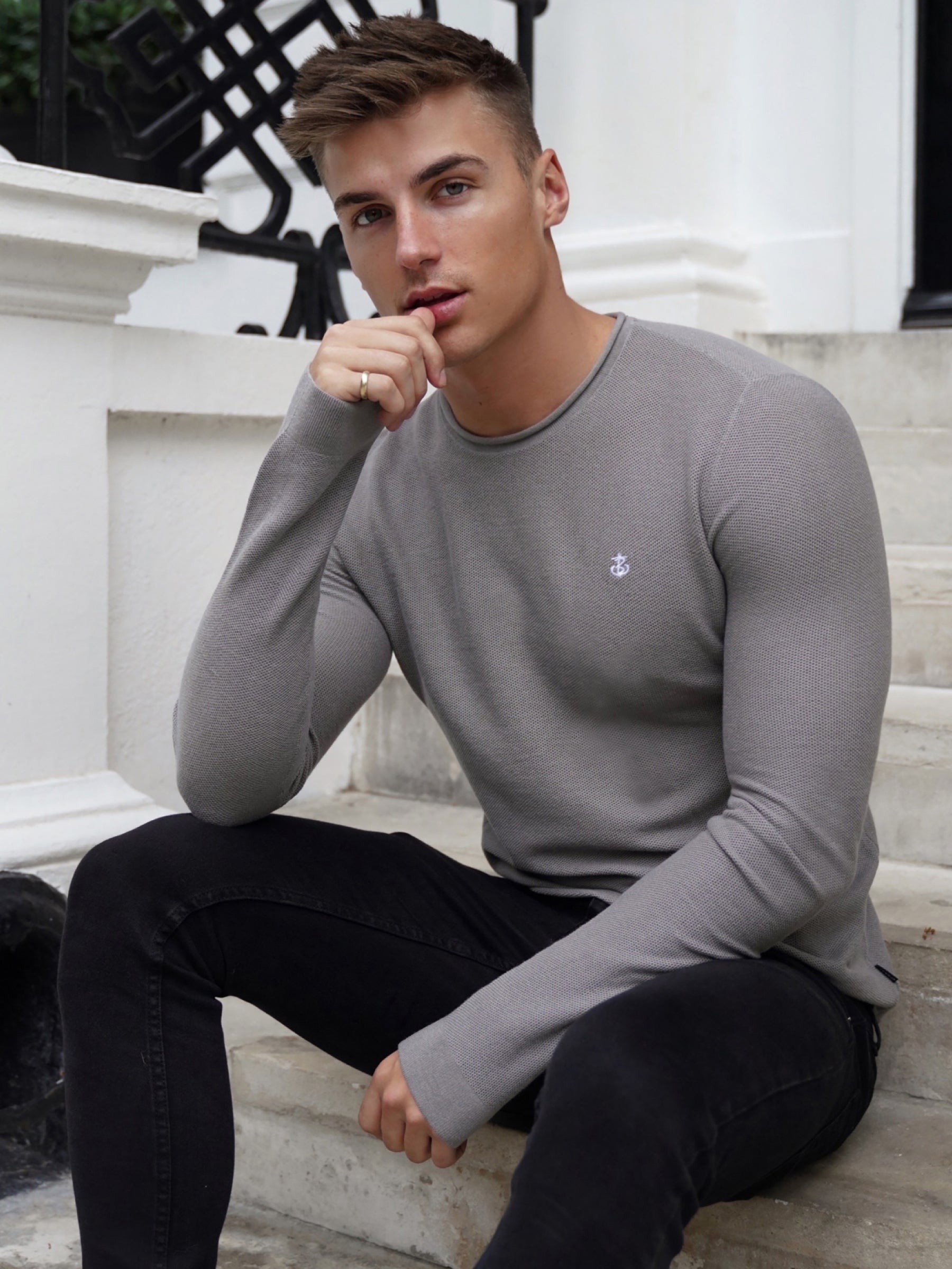 Mason Knit Jumper - Grey – Blakely Clothing US