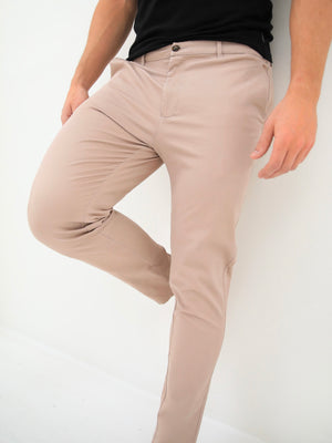 Kingsley Slim Fit Tailored Chinos - Dusty Pink