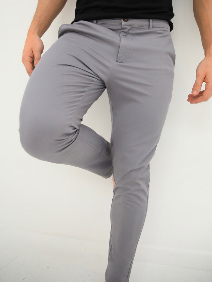 Kingsley Slim Fit Tailored Chinos - Slate Grey