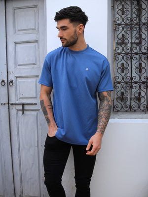 Ceuta Textured Oversized T-Shirt - Blue