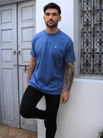 Ceuta Textured Oversized T-Shirt - Blue