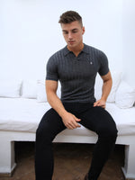 Sidi Textured Stripe Polo - Charcoal