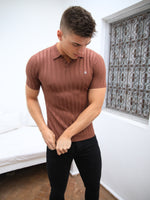 Sidi Textured Stripe Polo - Brown
