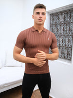 Sidi Textured Stripe Polo - Brown