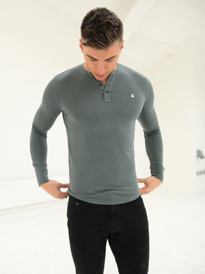 Henley Brushed Soft T-Shirt - Sage Green