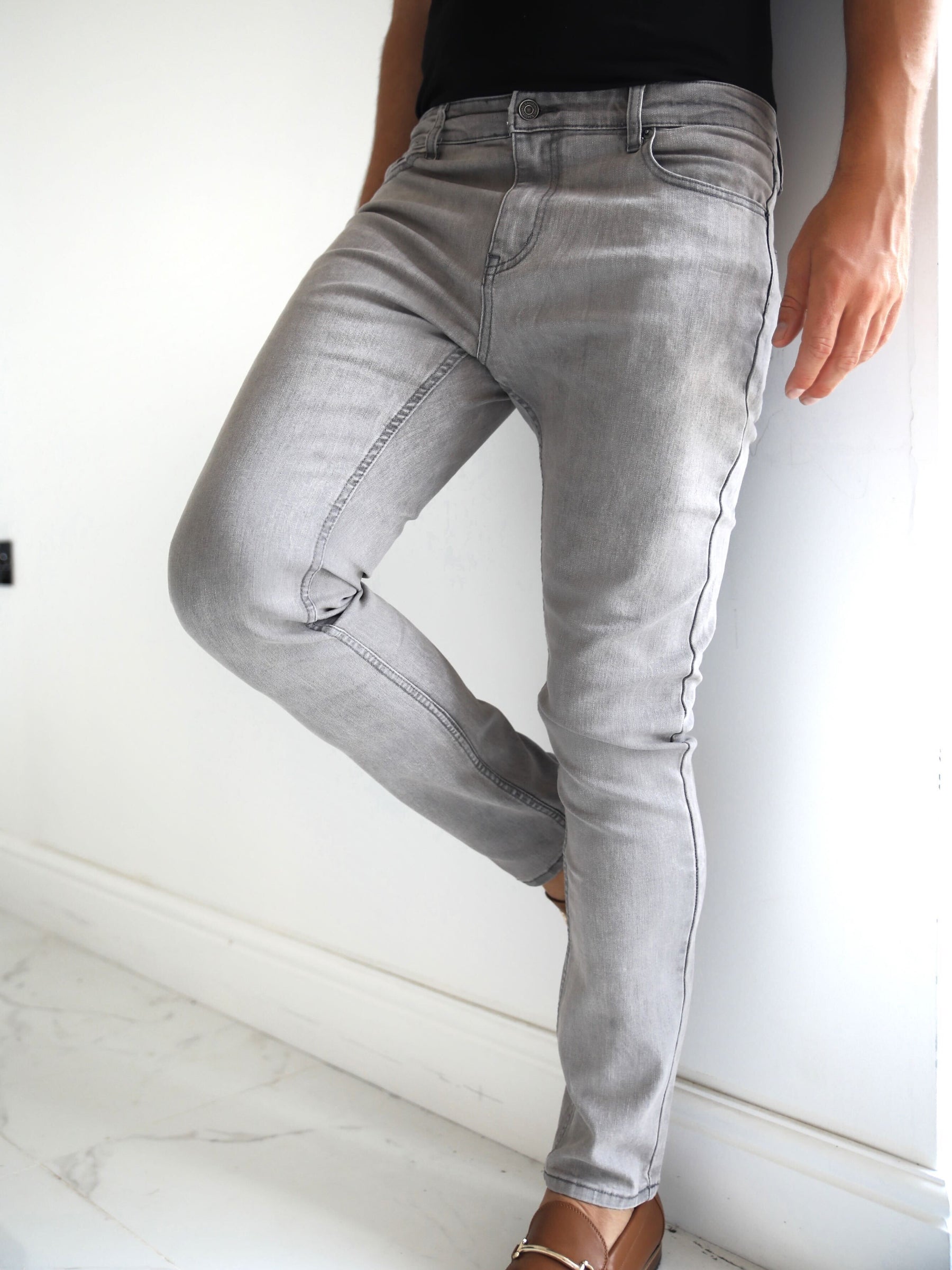 Buy Vol. 9 Mens Grey Slim Jeans | Free delivery on orders over $199 ...