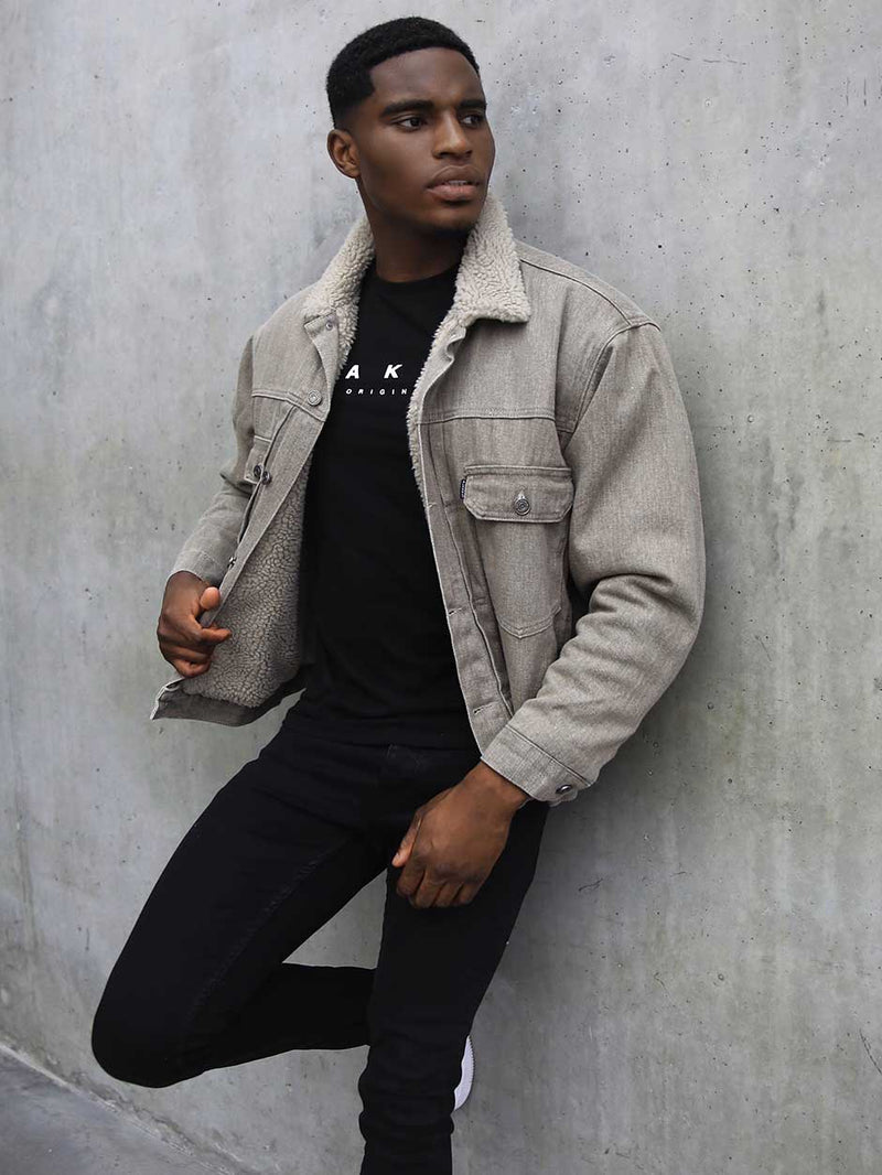 Blakely Grey Borg Jacket Mens Blakely Clothing Co Gray Denim